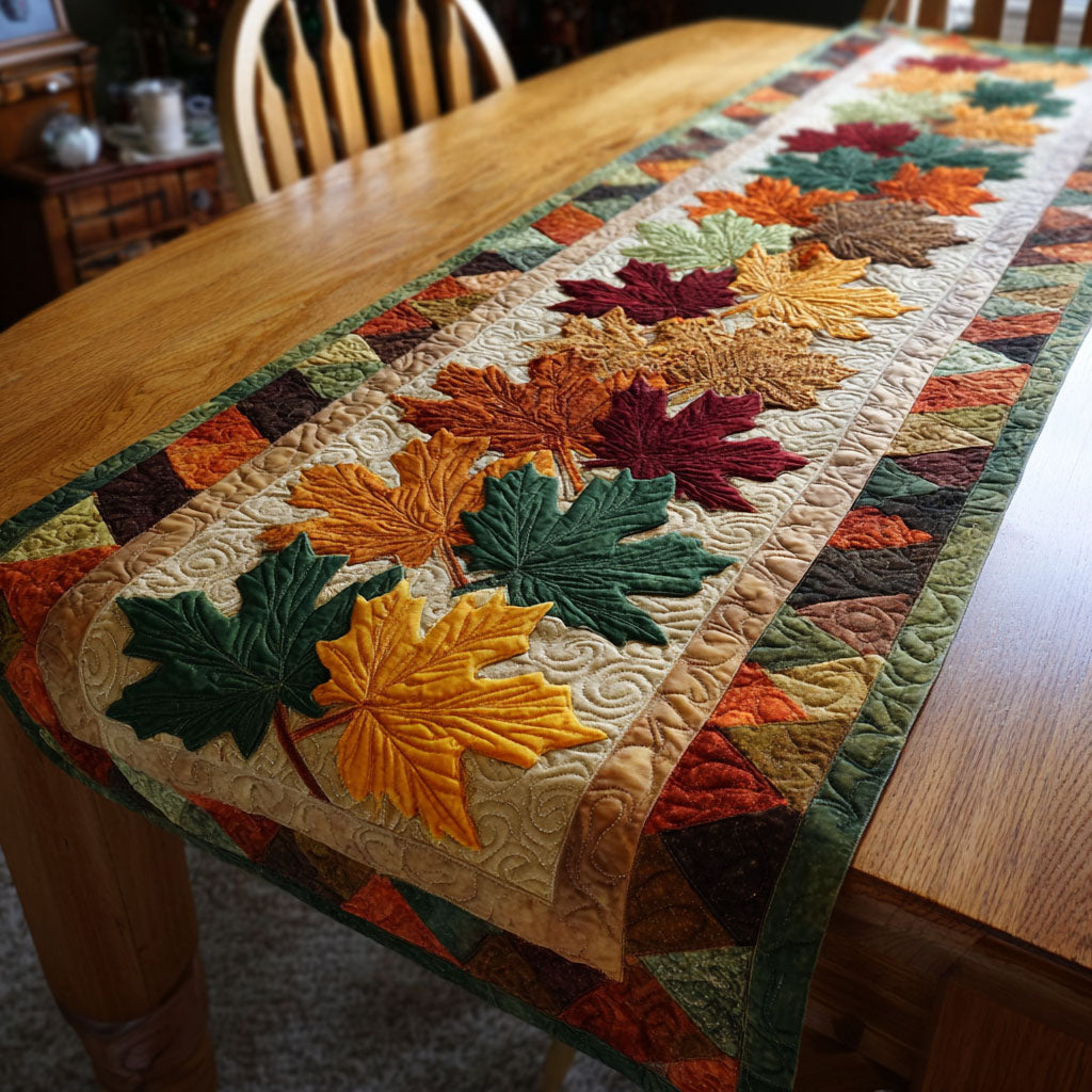 Falling Leaves Quilted Table Runner NCU0NTV258