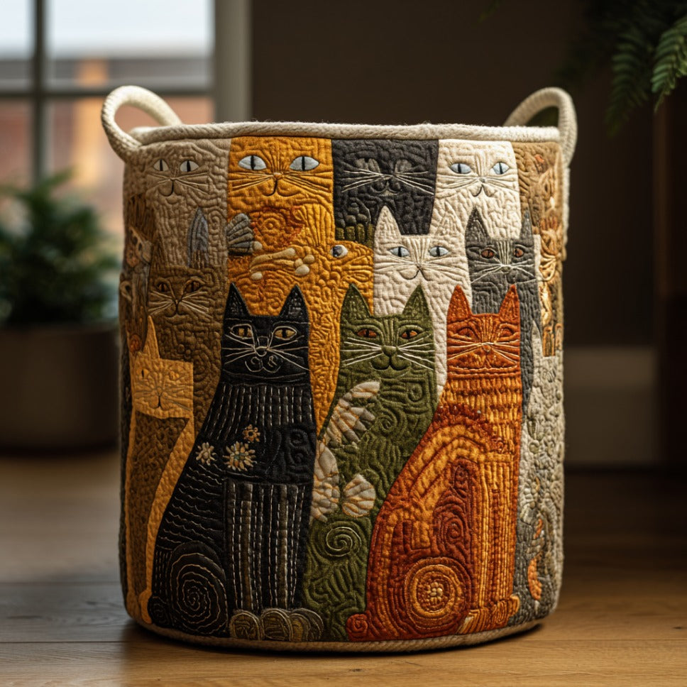 Fancy Cats Quilted Laundry Basket NCU0DV1617