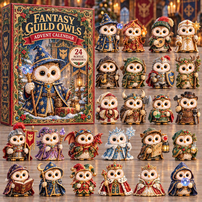 CHRISTMAS KICKOFF 40% OFF - Fantasy Guild Owls Advent Calendar 2026 - 24-Day Festive Countdown, Acrylic Charms Blind Box - Gift For Family and Friends AC0TD026