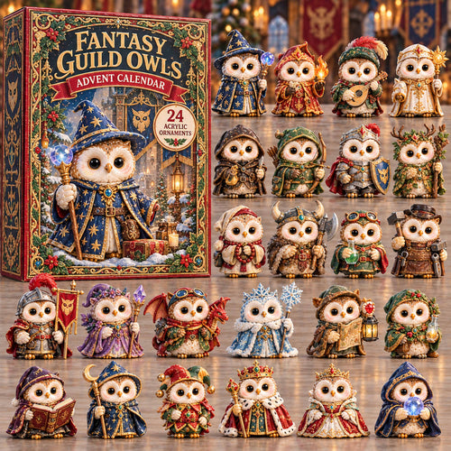 CHRISTMAS KICKOFF 40% OFF - Fantasy Guild Owls Advent Calendar 2026 - 24-Day Festive Countdown, Acrylic Charms Blind Box - Gift For Family and Friends AC0TD026