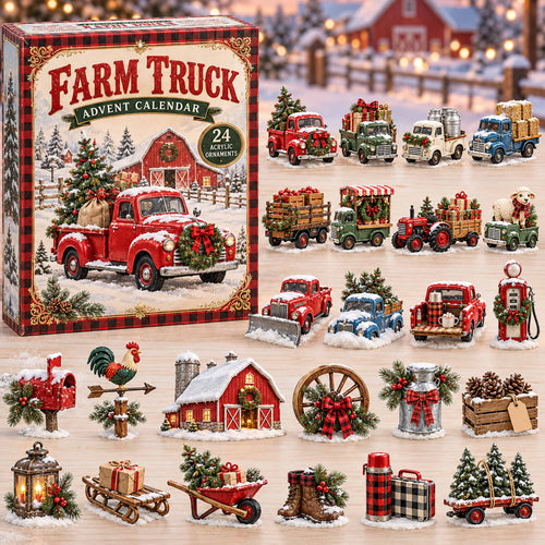 CHRISTMAS KICKOFF 40% OFF - Farm Truck Advent Calendar 2026 - 24-Day Festive Countdown, Acrylic Charms Blind Box - Gift For Family and Friends AC0TD079
