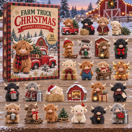 CHRISTMAS KICKOFF 40% OFF - Farm Truck Christmas Advent Calendar 2026 - 24-Day Festive Countdown, Acrylic Charms Blind Box - Gift For Family and Friends AC0TD039
