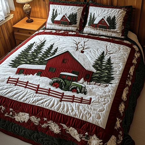 Farmhouse Holiday Dreams 3-Piece Quilted Bedding Set NCU0TH2192