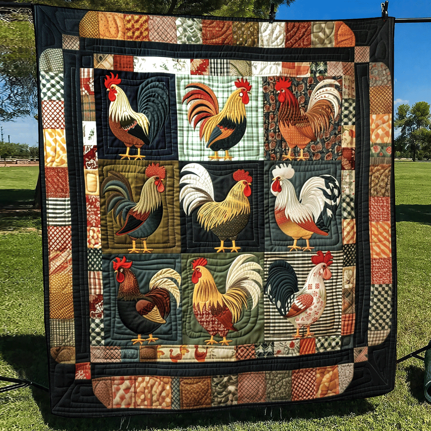 Farmhouse Patchwork Quilted Blanket NCU0TH971