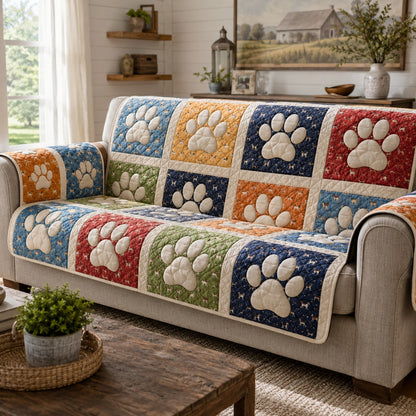 Farmhouse Block Steps Quilted Sofa Cover NCU0PVL1017