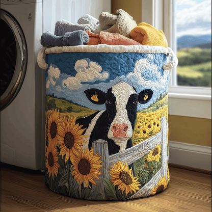 Farmhouse Cow Quilted Laundry Basket NCU0TH2913