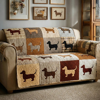 Farmhouse Dogs Quilted Sofa Cover NCU0LDH377