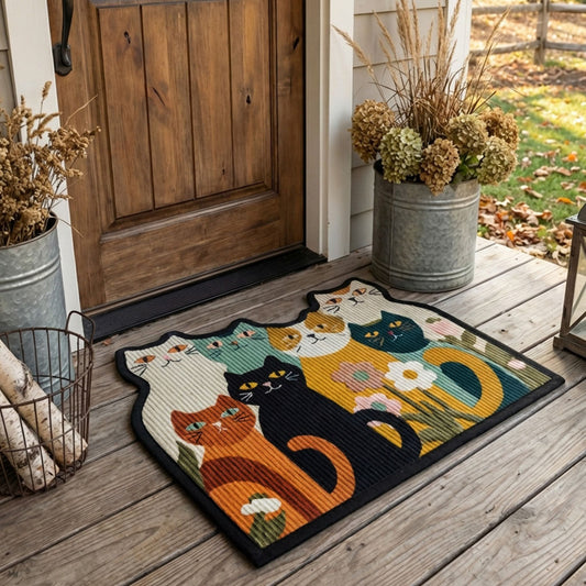 Farmhouse Feline Custom Shape Doormat NCU0PTT3045