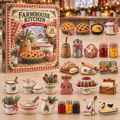 CHRISTMAS KICKOFF 40% OFF - Farmhouse Kitchen Advent Calendar 2026 - 24-Day Festive Countdown, Acrylic Charms Blind Box - Gift For Family and Friends AC0TD080