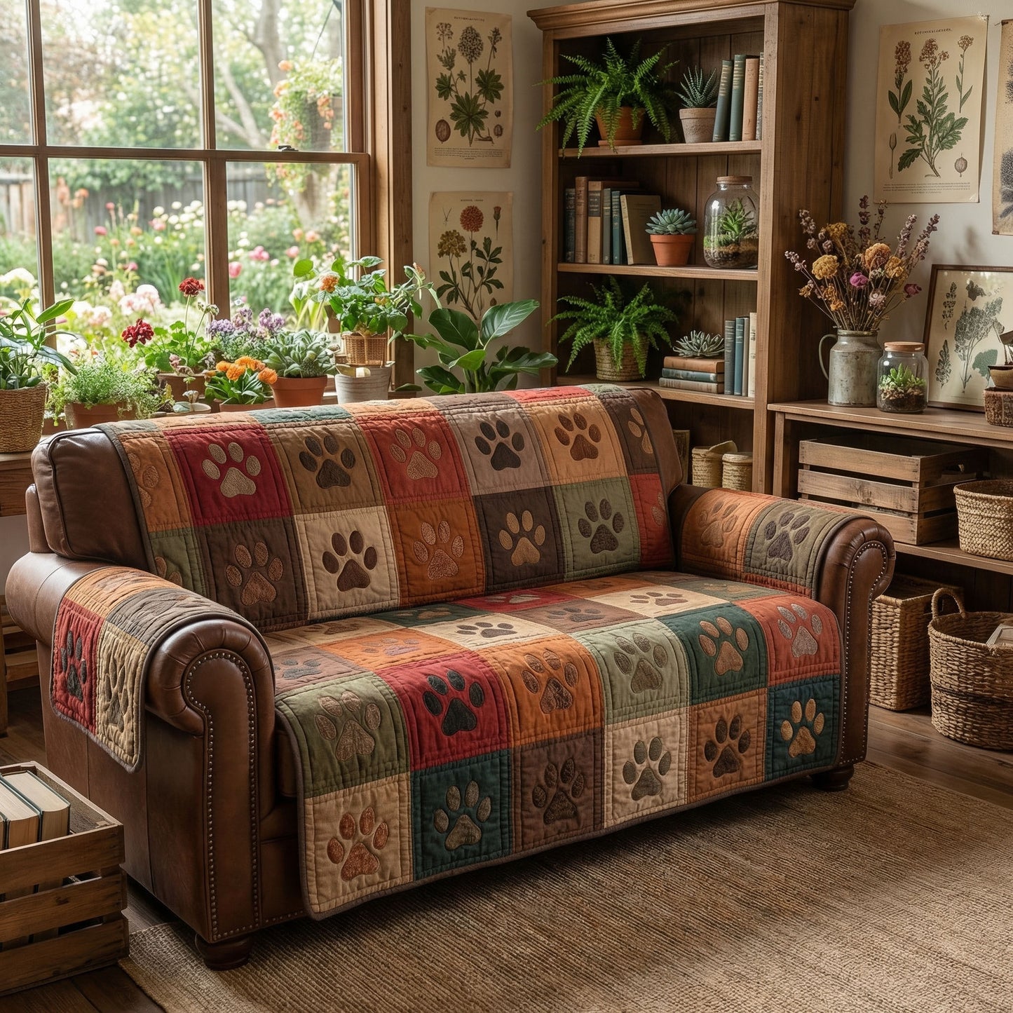 Farmhouse Pawprint Comfort Quilted Sofa Cover NCU0PTT3022