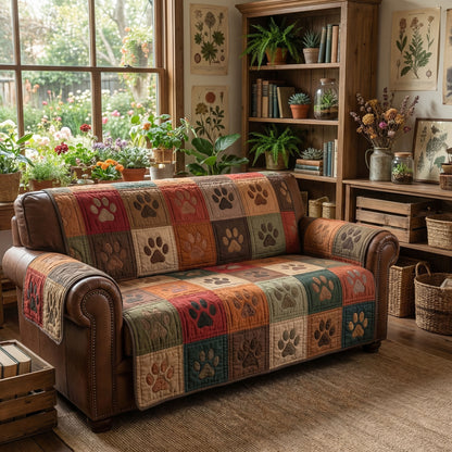 Farmhouse Pawprint Comfort Quilted Sofa Cover NCU0PTT3022