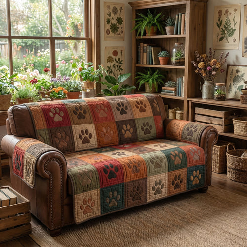 Farmhouse Pawprint Comfort Quilted Sofa Cover NCU0PTT3022