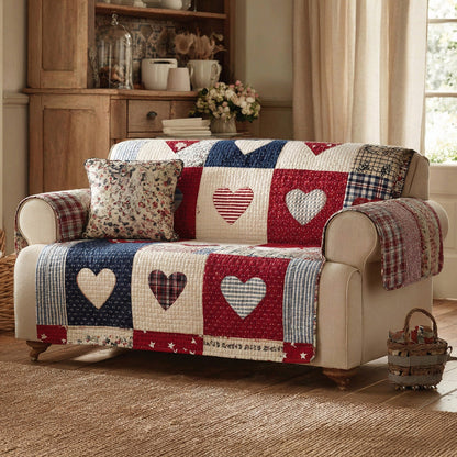 Farmhouse Sweetheart Quilted Sofa Cover NCU0LDH642