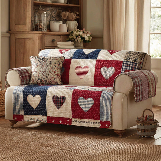 Farmhouse Sweetheart Quilted Sofa Cover NCU0LDH642