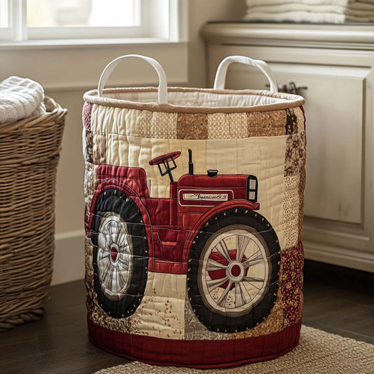 Farmhouse Wheel Quilted Laundry Basket NCU0NXD115