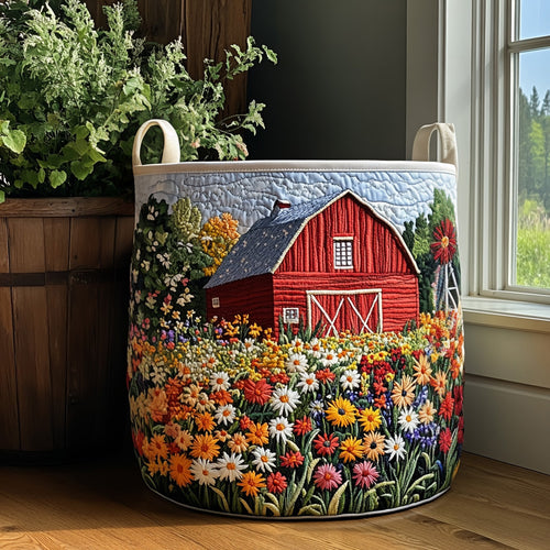 Farmstead Charm Quilted Laundry Basket NCU0DV969