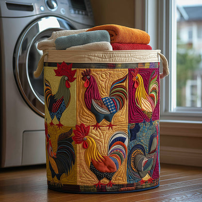 Farmyard Rooster Quilted Laundry Basket NCU0TH3116