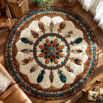 Feather Circle Quilted Round Mat NCU0NTV703