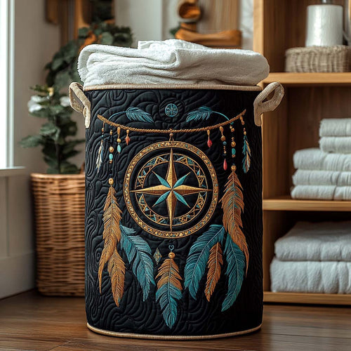 Feather Compass Quilted Laundry Basket NCU0DQQ059