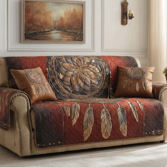 Feather Emblem Quilted Sofa Cover NCU0NXD1458