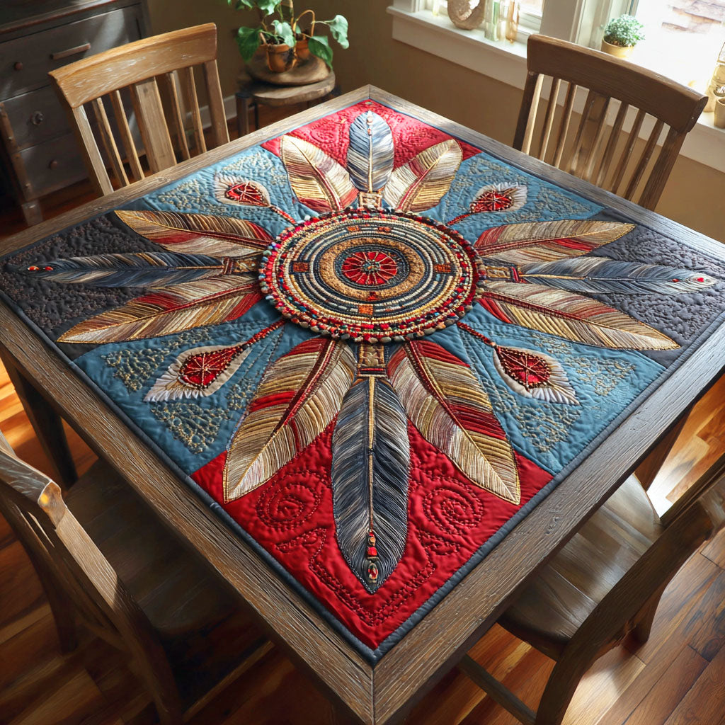 Feather Flame Quilted Table Topper NCU0NTD293