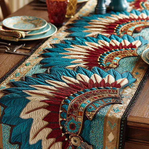 Feather Honor Crown Quilted Table Runner NCU0NTD830