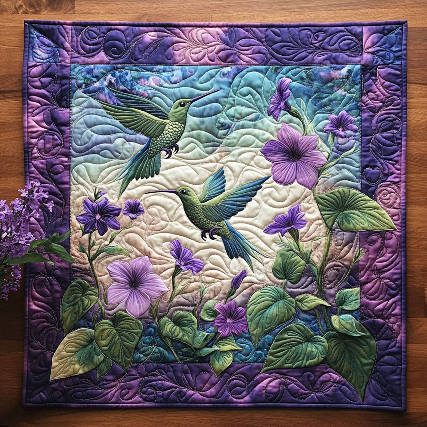 Feather Waltz Quilted Table Topper NCU0PTT715