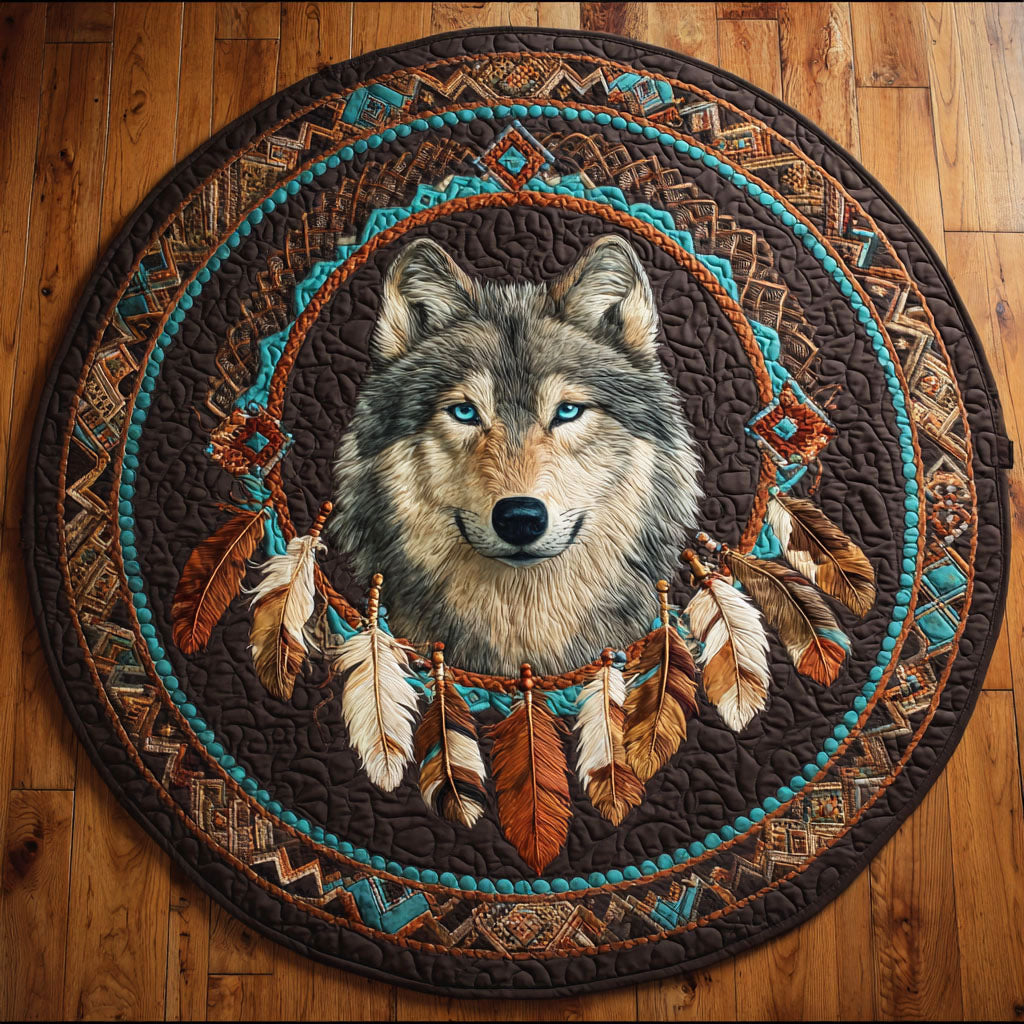 Feather Wolf Quilted Round Mat NCU0NTV728