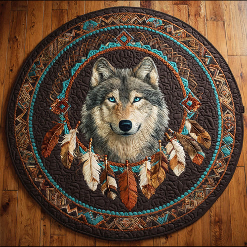 Feather Wolf Quilted Round Mat NCU0NTV728