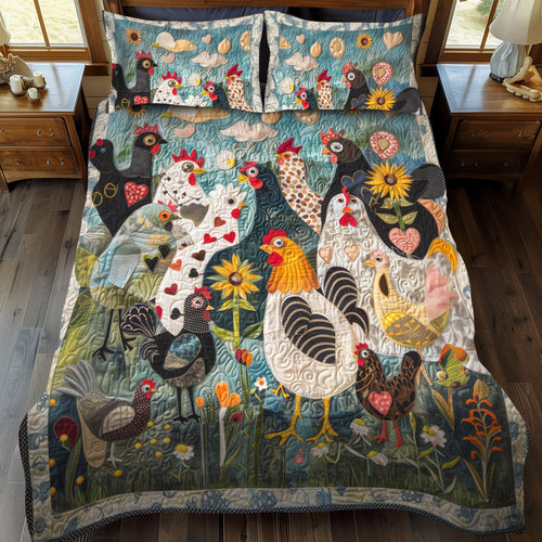 Feathered Garden 3-Piece Quilted Bedding Set NCU0TH841