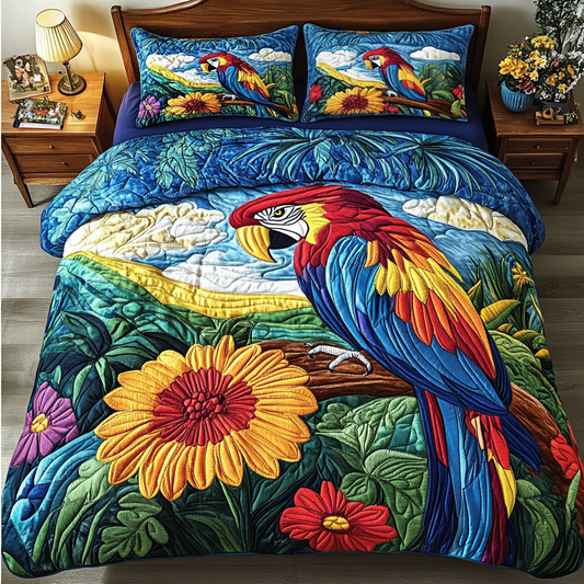Feathered Chatter 3-Piece Quilted Bedding Set NCU0DDK152