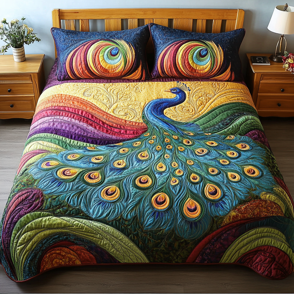 Feathered Elegance 3-Piece Quilted Bedding Set NCU0DDK238