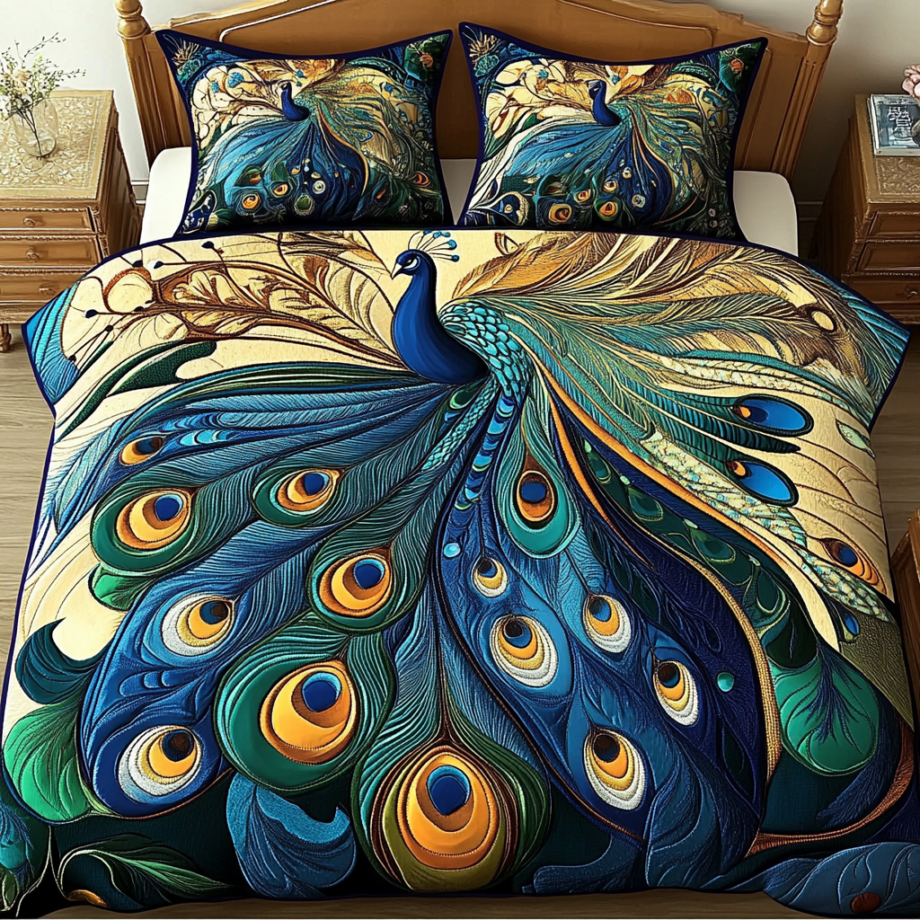 Feathered Elegance 3-Piece Quilted Bedding Set NCU0PVL083