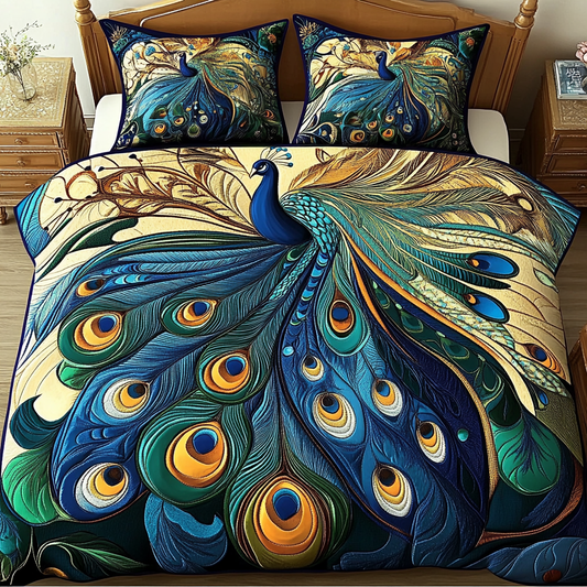 Feathered Elegance 3-Piece Quilted Bedding Set NCU0PVL083