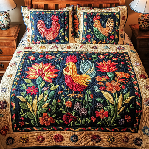 Feathered Friends 3-Piece Quilted Bedding Set NCU0NVH016