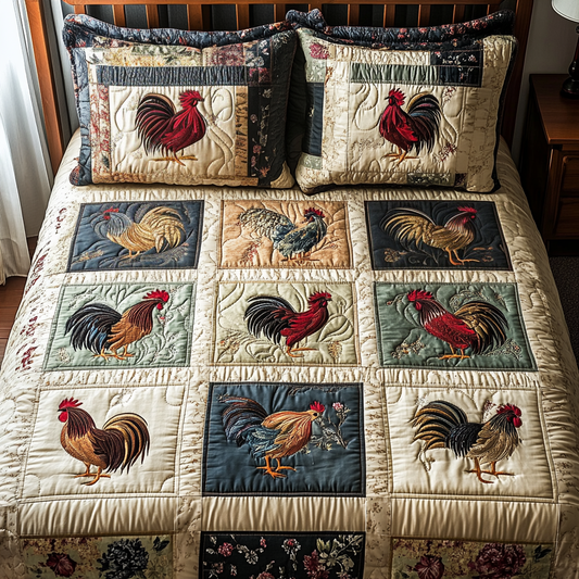 Feathered Grace 3-Piece Quilted Bedding Set NCU0NVH052
