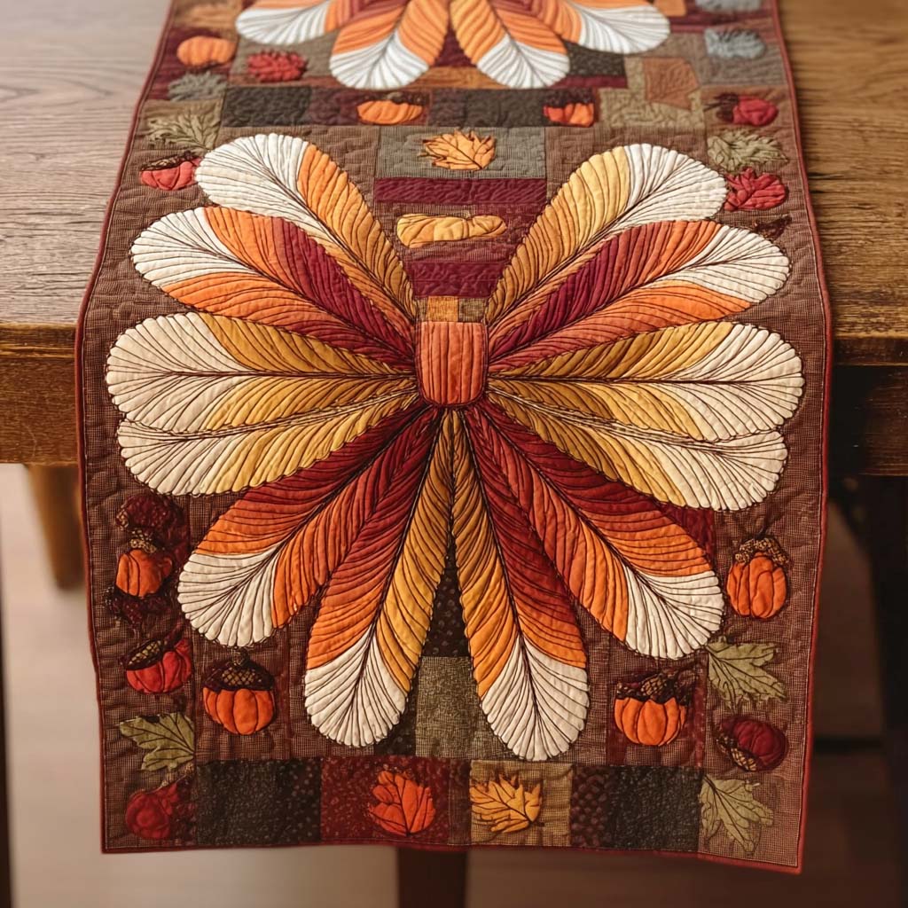 Feathered Harvest Star Quilted Table Runner NCU0NXD515