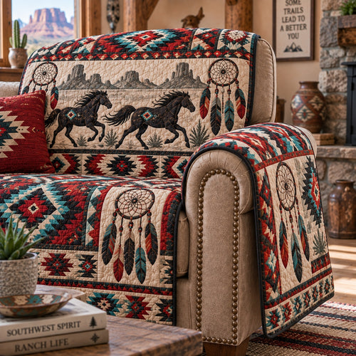 Feathered Mustang Dream Quilted Sofa Cover NCU0PVL1104