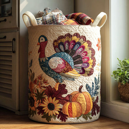 Feathers and Thanks Quilted Laundry Basket NCU0PTT1111