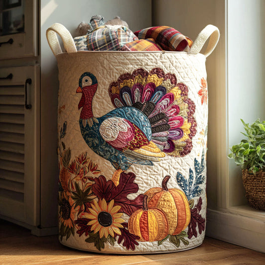 Feathers and Thanks Quilted Laundry Basket NCU0PTT1111