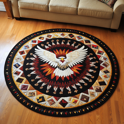 Feathers of Wisdom Quilted Round Mat NCU0DK1001