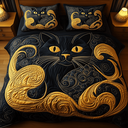 Feline Elegance 3-Piece Quilted Bedding Set NCU0TH2241