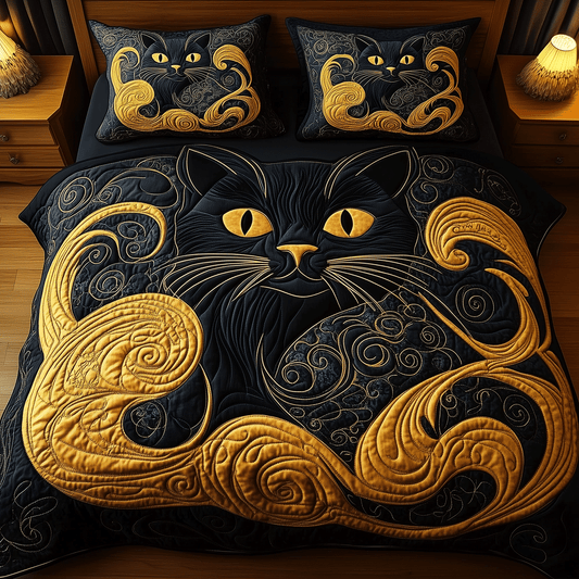 Feline Elegance 3-Piece Quilted Bedding Set NCU0TH2241