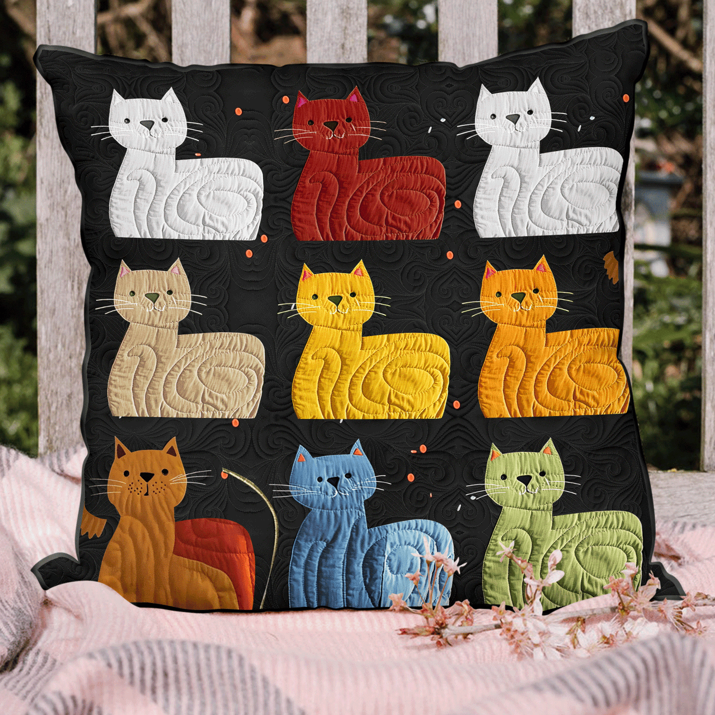 Feline Mosaic Quilted Pillow Case NCU0TH2162