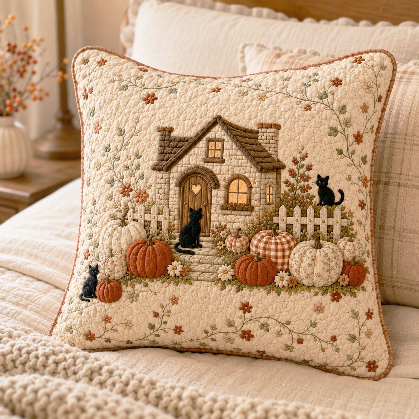Feline Autumn Quilted Pillow Case NCU0NTD2125