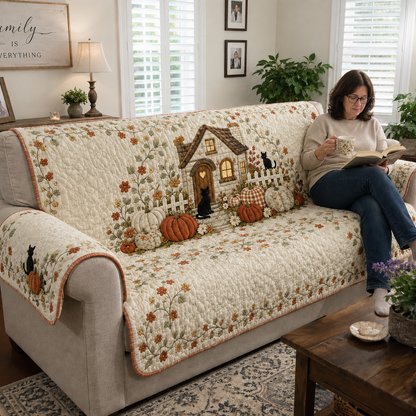 Feline Autumn Quilted Sofa Cover NCU0NTD2125