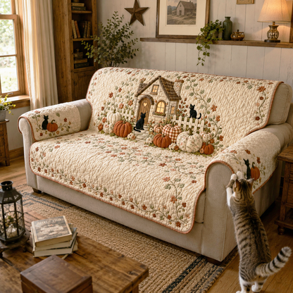 Feline Autumn Quilted Sofa Cover NCU0NTD2125