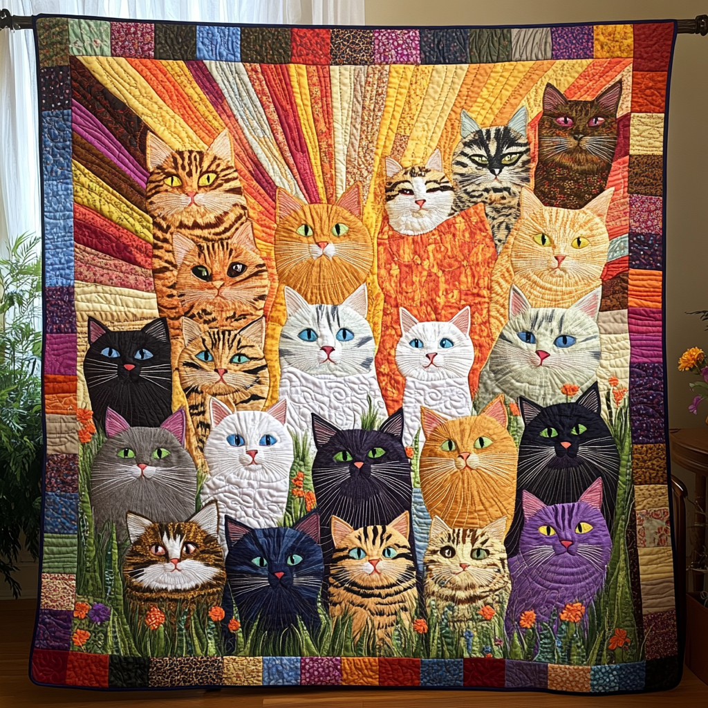 Feline Charm Quilted Blanket NCU0DDK222