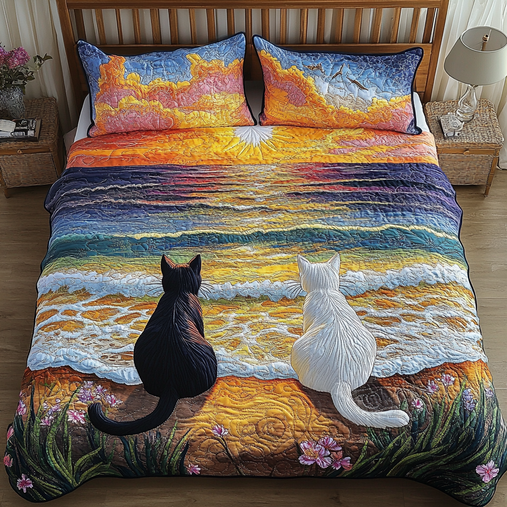 Feline Dream 3-Piece Quilted Bedding Set NCU0NVH209