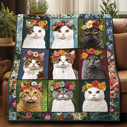 Feline Floral Fantasy Quilted Blanket NCU0TL1165